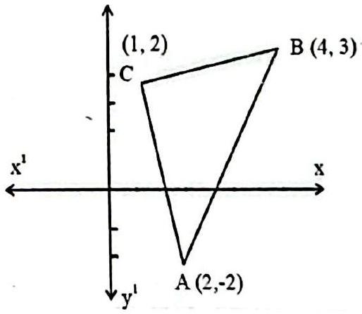 Structure Triangle with vertices A(2, -2), B(4, 3) and C(1, 2).